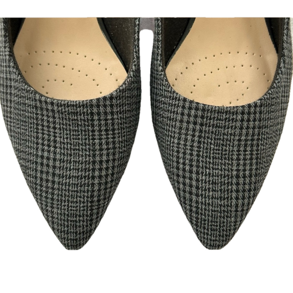Clarks Teresa Houndstooth Size 11 WIDE Step Pump Grey Black Plaid EUC - Picture 4 of 13